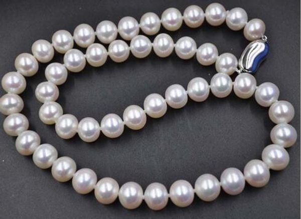 

beautiful very bright 9-10mm white real pearl 925 necklace brooch, Silver