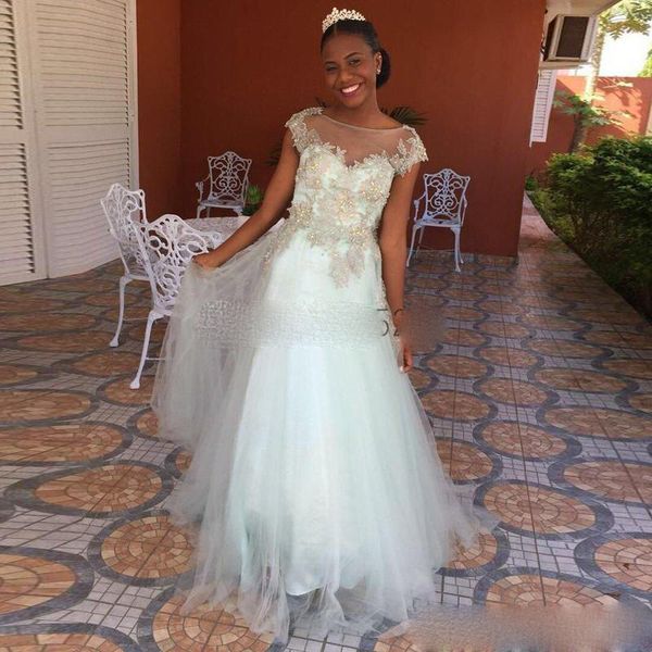 

prom dresses long jewel cap sleeve a line gold appliques formal evening party gowns for sweet 15 quinceanera dress vestidos de noche, Black