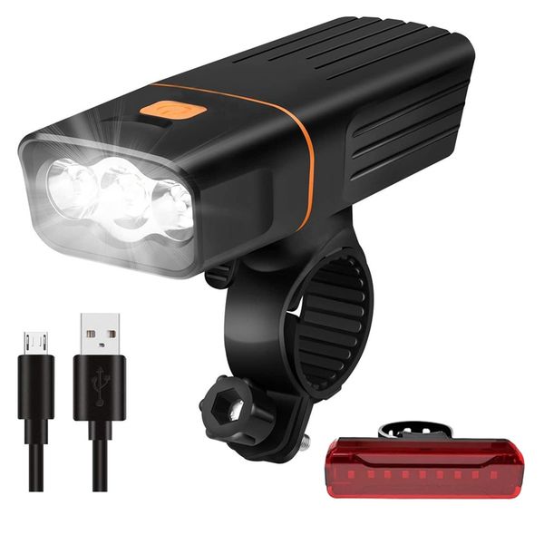 

cycling bicycle bike light set super bright usb rechargeable front lights safe taillight ipx5 waterproof