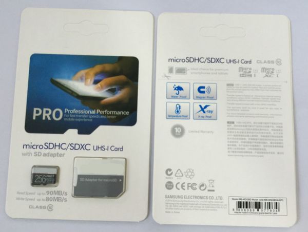 

dhl 16gb/32gb/64gb/128gb/256gb pro+ micro sd card class10/tablet pc tf card c10/camera memory card/sdxc card 90mb/s