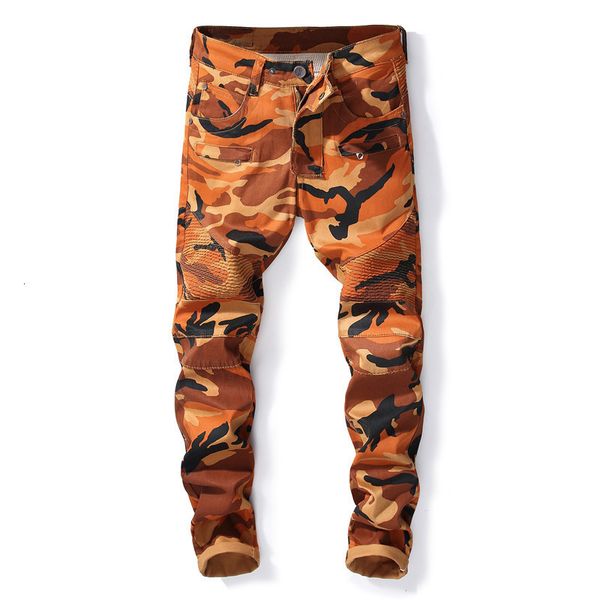 

new men camouflage design pants denim jeans men motocycle camo military slim fit biker jeans designer jeans 5632#, Blue
