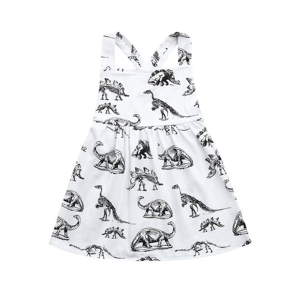 Newborn Baby Girls Cartoon Dinosaur Print Sun Dresses Toddler Clothes Outfits