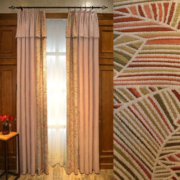 

custom curtains light luxury nordic high-grade cotton jacquard modern bedroom thick cloth blackout curtain tulle drape b481