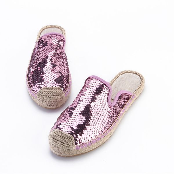 

2019 summer new arrival women slides, flat espadrill slippers, Black