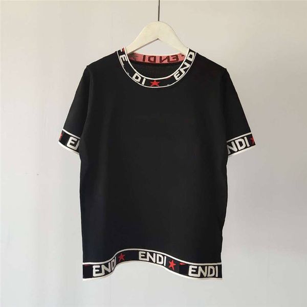 

женщины дизайнер футболки бренд тройники письмо вышивка мода стиль шерсть роскошные топы леди футболки, White