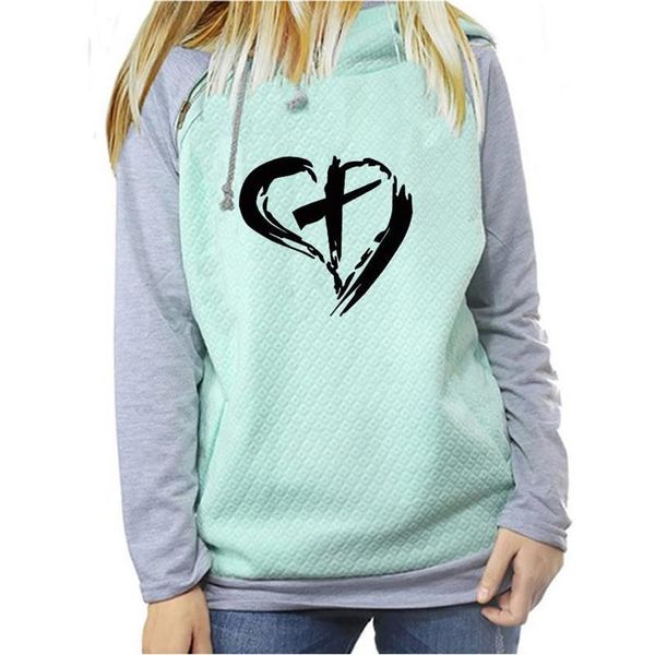 

zipper decoration hoodies for women jesus heart letters print hoodies women sweatshirts kawaii femmes youth cute cotton pockets, Black