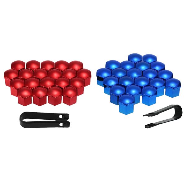 

40pcs universal 21mm wheel nut covers lug nut caps screw protector blue+red