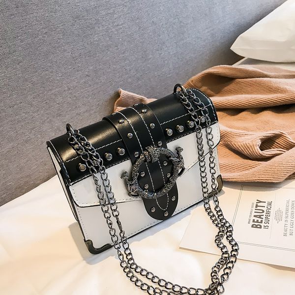 

punk rivet bag ladies pu crossbody fashion shoulder bag small chain square messenger bags