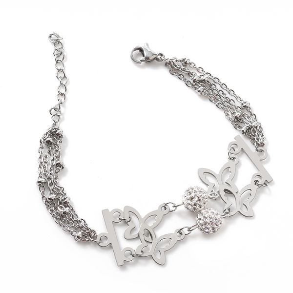 

Fa hion cry tal butterfly ta el charm bracelet for women ilver color link chain lob ter bracelet party jewelry