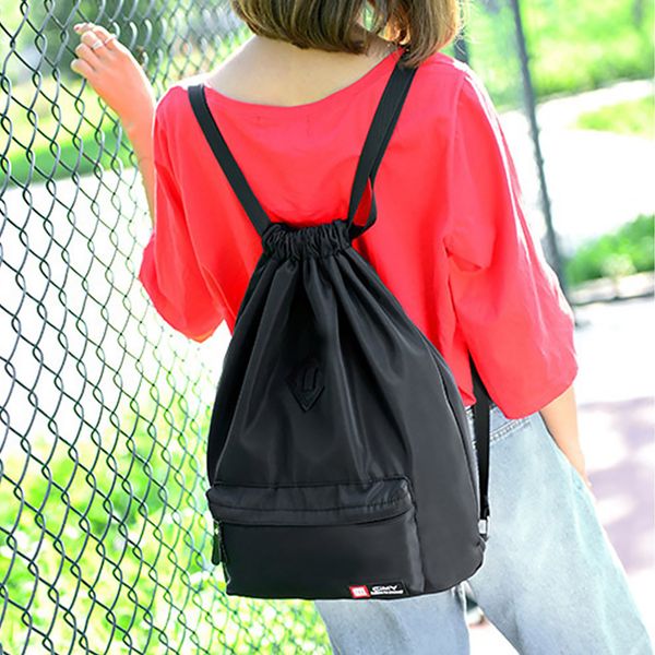 

men women drawstring lock training gym bag rucksack portable yoga adjustable strap outdoor sports backpack nylon with zipper
