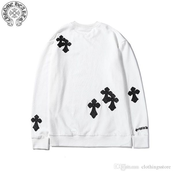 

chromes сердца дизайнер прилив бренда свитер мужской свитер бутик вышивка балахон мужчины и женщины пара свитер тенденции моды толстовка, White;black