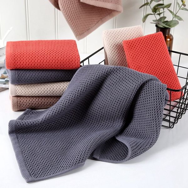 

4 colors high absorbent soft face towel thick cotton honeycomb mesh solid bath towel bath product for quick dry