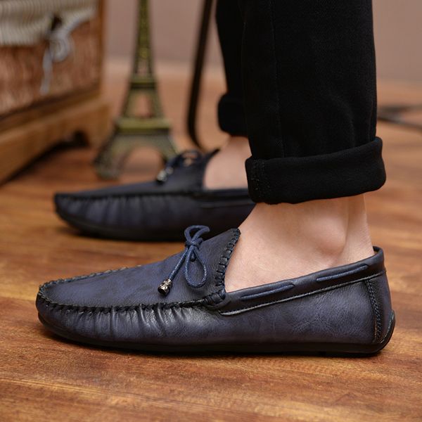 

fashion casual leather loafer autumn casual shoes men soft flats italian leather slip on moccasins driving shoes male hc-362, Black