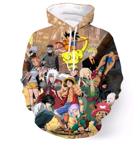 

classic anime one piece dragon ball z naruto hoodies women/men long sleeve 3d printed pullover hipster sportwear h692, Black