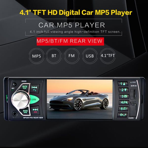 

2 din 4" hd display bluetooth car mp5 player stereo mp3 fm radio audio video player reversing image no rear view camera