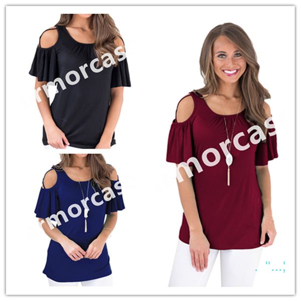 

womens designer t shirts ruffle off shoulder short sleeve t-shirt females candy color tee summer bare sleeve casual blouse cz401, White