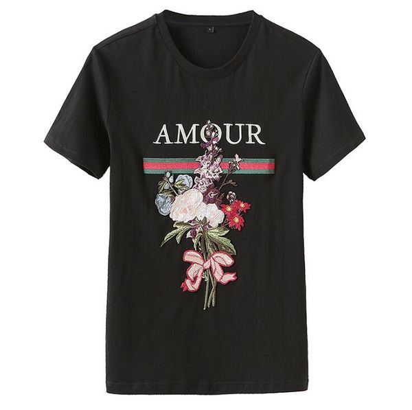 

floral embroidery t shirt men women harajuku tshirt amour designer new t-shirts, White;black
