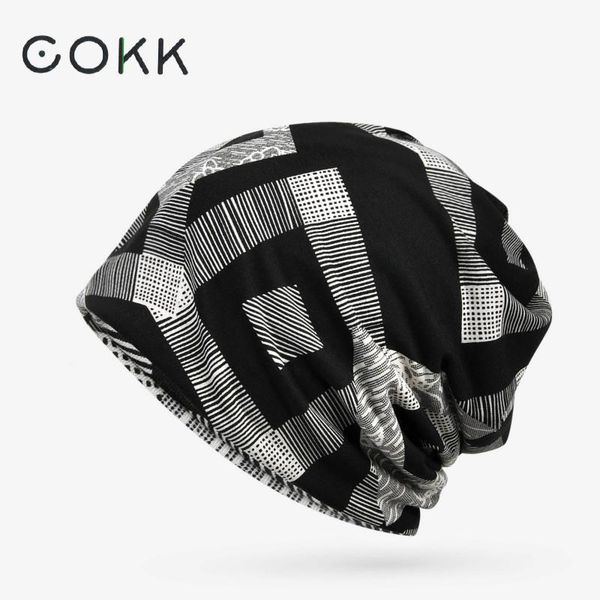 

cokk new spring summer men women's slouchy beanie geometric pattern hat knitted cap female male turban hat gorros bone