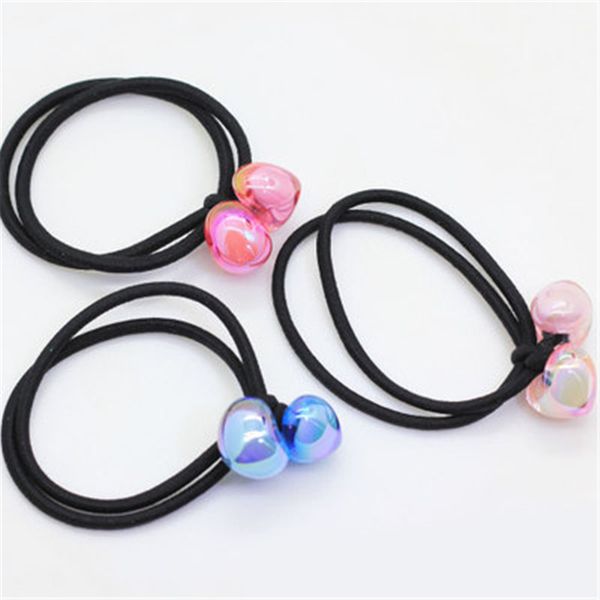 

3pcs/set love shape girls cute cartoon animals fruit elastic hair bands ponytail holder scrunchies kid hair accessories, Slivery;white