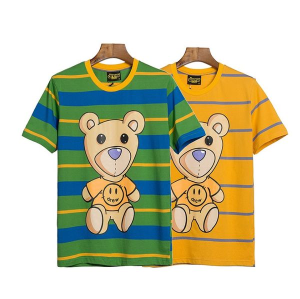 

yellow green stripe drew house t-shirts women men fashion design summer casual tee long/short sleeve, White;black