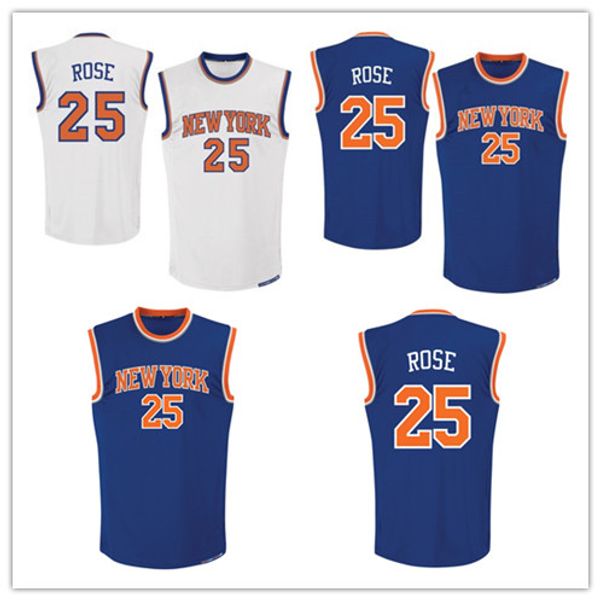 

custom 2019 men's new york knicks 25 rose royal climacool road swingman nba women kids sewing basketball jersey, Black