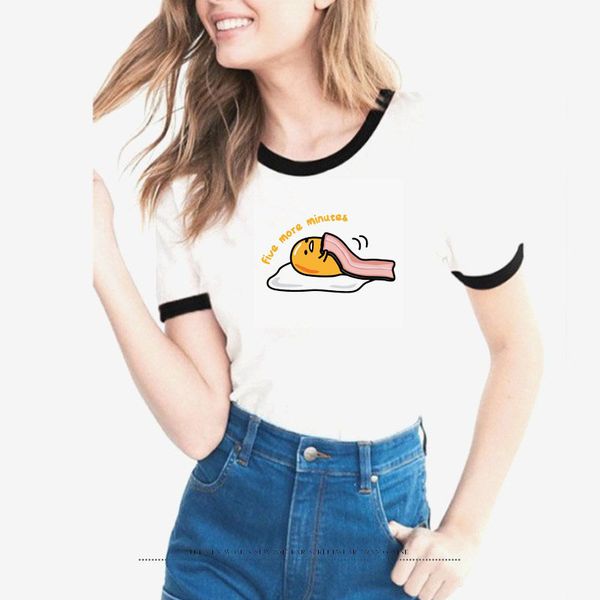 2018 nova camiseta mulheres bonito gudetama lazy ovo gema tshirt engraçado t-shirt fêmea adorável camisa feminina kawaii roupas mais tamanho y19072701