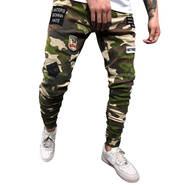 

sell men's fashion camouflage casual pants long jeans straight slim fit ttrousers can dropship fast shipping within 36 hours, Blue