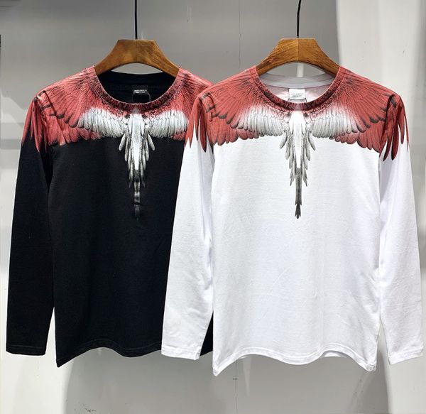 

мужские дизайнерские футболки marcelo buron vermilion wings с длинным рукавом, тонкая стильная футболка, мужской пуловер, плюс размер m-3xl, Black