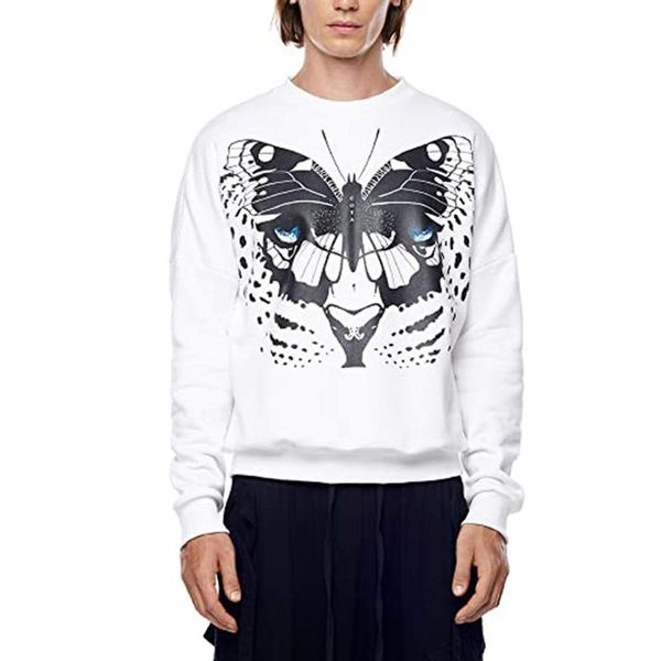 

толстовка девушка белая женская блузка дамы с длинными рукавами повседневная бабочка печати круглый вырез пуловер одежда #yl5, Black