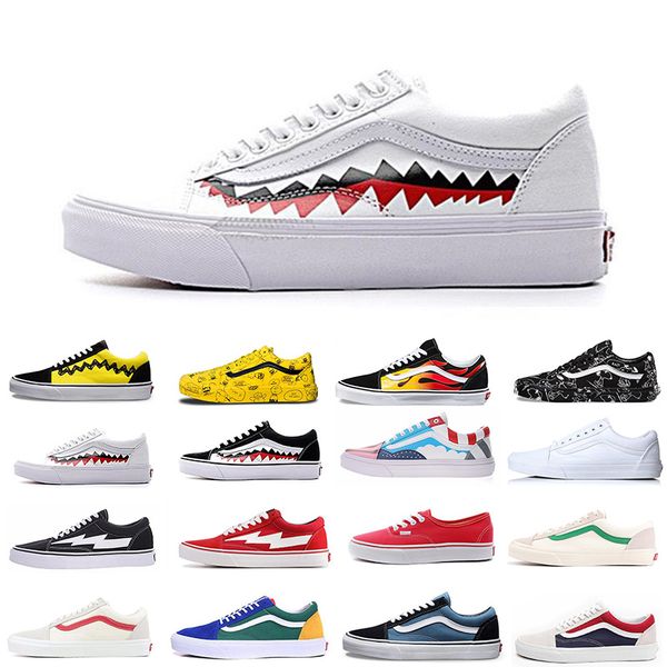 

With Box 2019 New Luxury Mens Womens Old Skool Canvas Shoes Fashion Red White Black Flats Bottoms Designer Trainers Skate Shoes Sneakers