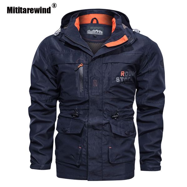 

breathable bomber jacket men spring autumn tactical jackets waterproof multi-pockets windbreaker mens coat outdoor, Black;brown