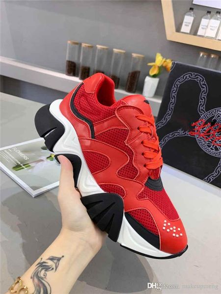 

2019versace runway squalo mesh and leather trainers shoes sneakers medusanew with original box, Blue;gray