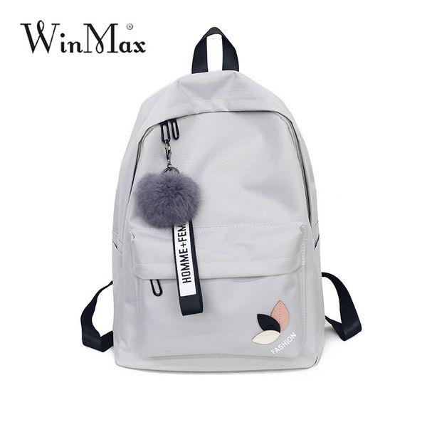 

factory outlet women teenage schoolbag fashion fur ball girls backpack college female high school student printing back pack bag