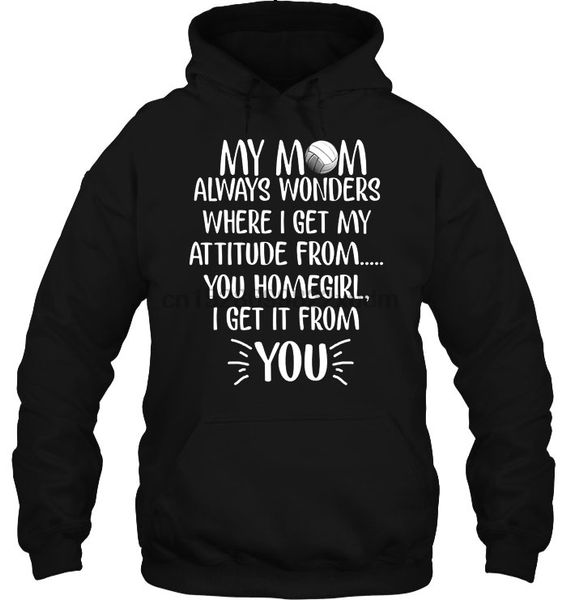 

мужчины hoodie моя мама всегда wonders где я получу от вас я получаю от вас волейбольная версии женщин streetwear, Black