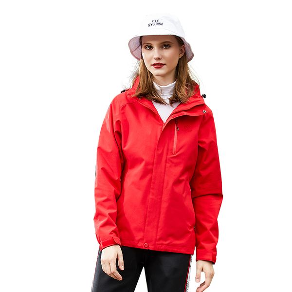 

winter jacket female two-piece double layer fleece warm windproof hood sport hiking travel waterproof jacket for ladies, Blue;black