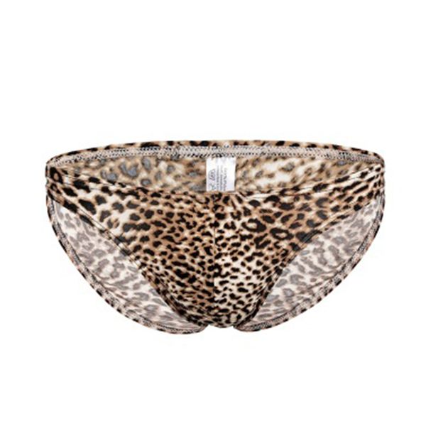 

fashion men briefs leopard print breathable underwear thin low-waist cueca male underwear soft mens panties -2xl, Black;white