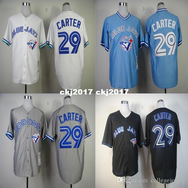 

discount men's #29 carter retro baseball jersey sports jerseys embroidery logos grey black blue jersey, Blue;black