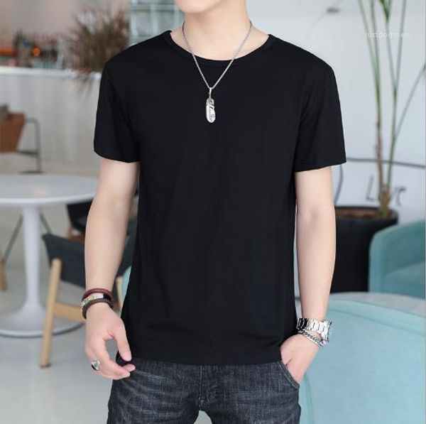 

fashion breathable mens tshirts solid color print mens tshirt summer casual fashion short sleeved slim, White;black
