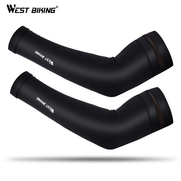 

west biking sport arm sleeves cover uv sun protection skins for cycling breathable arm warmers running sleeves, Black