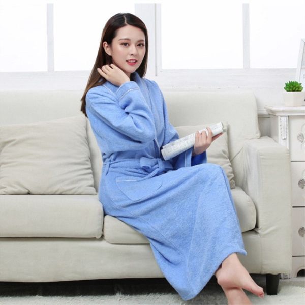 

women men cotton terry bathrobes all seasons couple robe l bathrobe soft breathable absorbent sleepwear night-gown hombre, Black;red