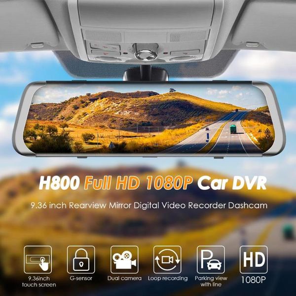 

phisung h800 full hd 1080p car dvr camera 9.36 inch rearview mirror dashcam