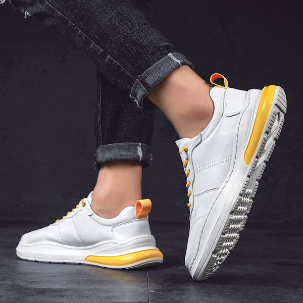 

fashion sneakers men new mens shoes casual leather sneakers chaussure homme casual sport shoes flat men comfort, Black