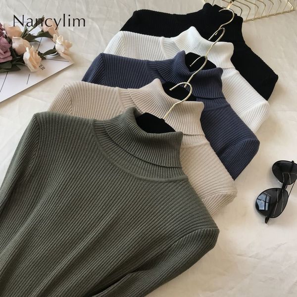 

2019 new high collar sweater bottom shirt women's long sleeve autumn winter tight pull sweater jumper femme elasticity pullovers, White;black