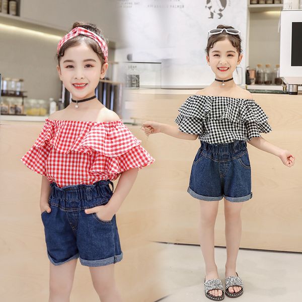 

girls summer clothes 2020 new children's clothes girls net red suit european and american style fashion little girl eight years old fr, White