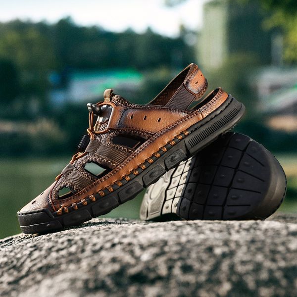 

men's shoes new sandals outdoor wear-resistant beach shoes men's casual men cool drag, Black