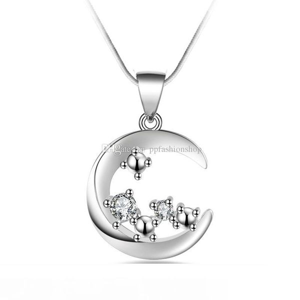 

silver jewelry pendant fine natural diamond moon pendant 925 jewelry silver plated necklace fashion gift necklace quality