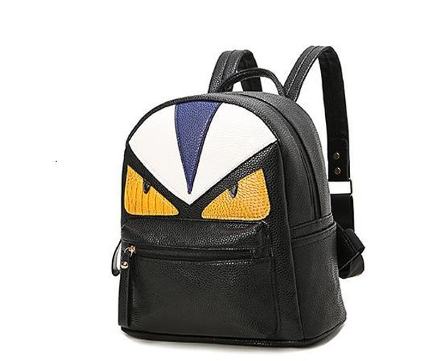 

korean new designer genuine leather unique little monster backpack women cute bird face backpack designer school bags for nylon women