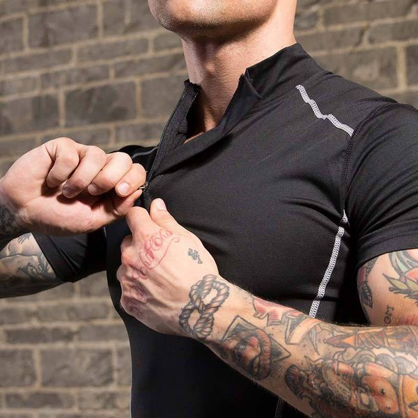 

gym shirt men clothes 2019 athletic shirts men workout shirt tee shirts running sportswear sports jerseys, Black;blue