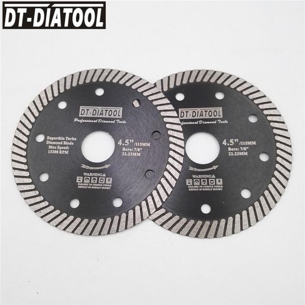 

dt-diatool 2pcs 4/4.5/5 inches diamond pressed super thin turbo saw blade cutting disc tile marble granite grinding wheel