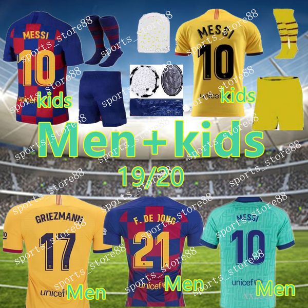 

Мужчин детский комплект "Барсы" Барселона Джерси 2019 2020 юноши Суарес мальком пике Артура Видаля дома 3-й трикотажные изделия футбола